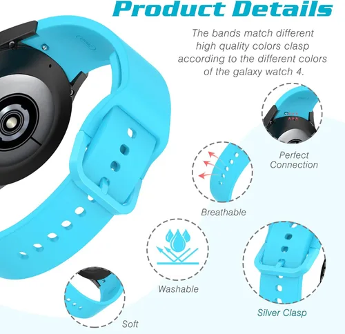 Miniatura 4 de HSWAI Paquete de 10 correas sin brecha compatibles con Samsung Galaxy Watch 7 6 5 4 FE Band 1.575 in 1.732 in/Galaxy Watch 5 Pro 1.772 in/Galaxy