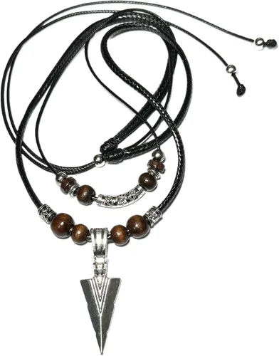 Miniatura 11 de Collar de doble capa con colgante de acero inoxidable para hombre, collar de cadena con colgante de punta de lanza fresca