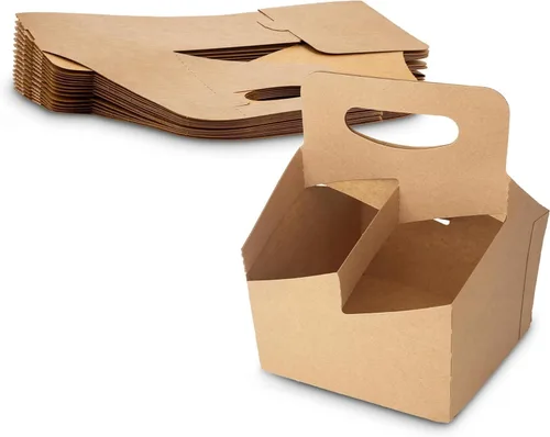 Miniatura 7 de MT Products Kraft - Portabebidas para 4 tazas de 6.5 x 6.5 x 9 pulgadas, soporte desechable para bebidas (paquete de 30), fabricado en los Estados