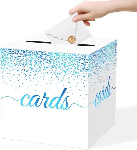 Miniatura 14 de WNINK Caja de tarjetas negra, caja de recepción de tarjetas de regalo para graduaciones, fiestas de cumpleaños, recepciones de boda, despedidas