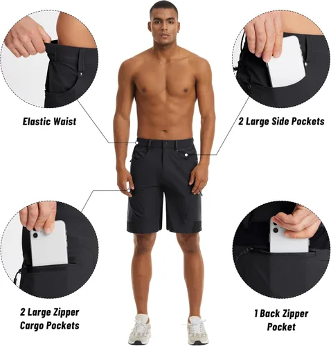 Miniatura 4 de MAGNIVIT Pantalones cortos de senderismo para hombre, de secado rápido, pantalones cortos de carga tácticos, repelentes al agua, pantalones cortos