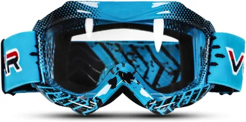 Gafas de moto para niños, adolescentes, jóvenes, motocicleta, visión clara, a prueba de polvo, gafas de carreras KG4 Lente azul-transparente