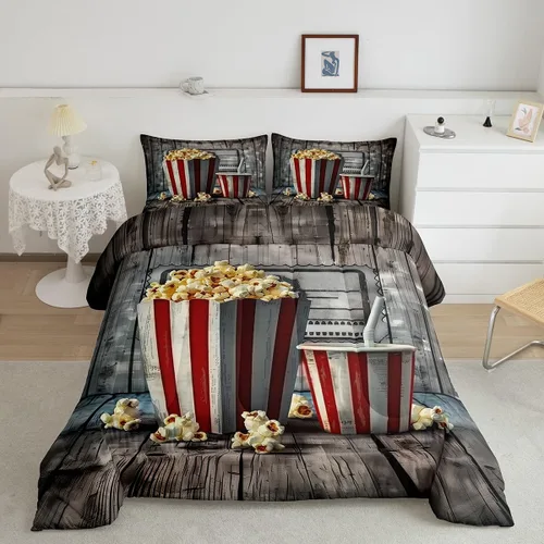 Miniatura 23 de Homewish Piano Music Comforter Set King Size,Musical Notes Bedding Set 3Pcs for Kids Girls Boys Teens Room Decor,Retro Graffiti Grey Gold Down Multi