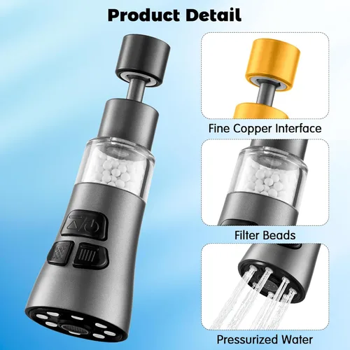 Miniatura 3 de Filtro de Agua para Grifo de Fregadero - Juego de Filtro de Grifo Giratorio de 360° con 9 Accesorios, Extensor Rociador Purificador de 3 Modos