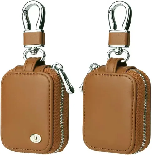 Miniatura 8 de Funda portátil de piel sintética para auriculares compatible con Airpods 4 con llavero de bolsillo de malla, bolsa de almacenamiento de auriculares