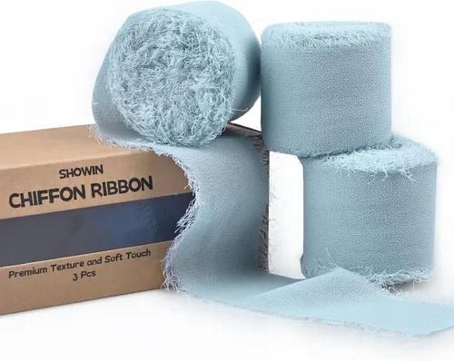 Miniatura 15 de 3 rollos de cinta de gasa con flecos hecha a mano, de chifón, color negro, de 1.5 pulgadas de ancho x 7 yardas de largo, cinta estilo seda