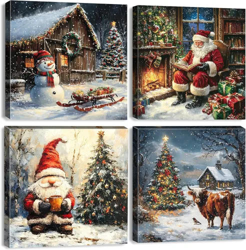 Miniatura 16 de Arte de pared rústico de granja, pintura de paisaje rural, molino de viento de granero, camión, impresiones en lienzo de animales de granja, vaca