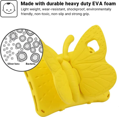 Miniatura 28 de FW Fire 7 - Funda para tablet para niños, Amazon Fire 7 2022, funda de mariposa con luz de atril, EVA, protección contra caídas, resistente, a