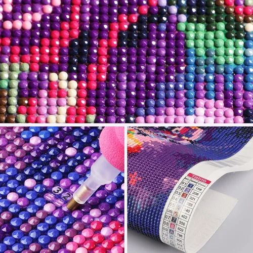 Miniatura 5 de SENQAO Kits de pintura artística de diamantes de gato para adultos, pintura de puntos de diamante de taladro completo para principiantes, pintura