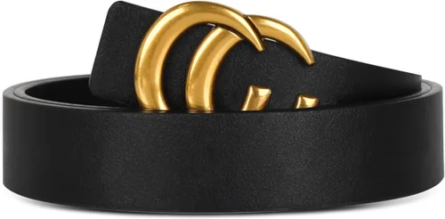 Miniatura 289 de Cinturón de cuero clásico con hebilla de metal para mujer con vestido de jeans