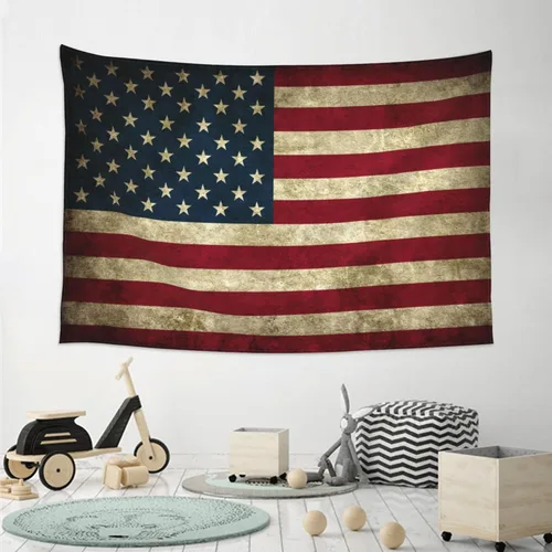 Miniatura 5 de JUHIOPOI Tapiz retro con bandera americana, decoración de pared, tapiz de arte para colgar en la pared, tapiz de pared para dormitorio, sala