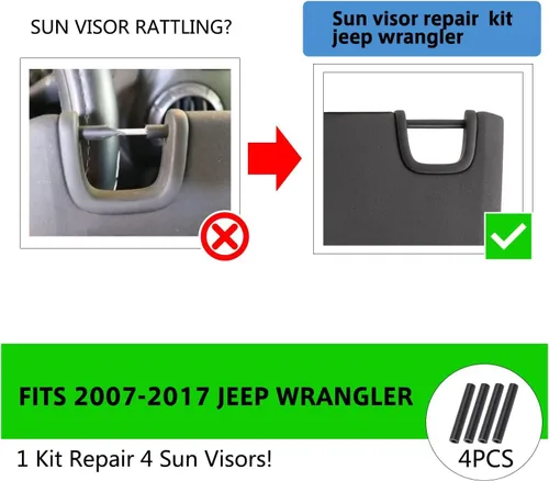 Miniatura 3 de Kit de reparación de visera solar, 4 tubos de reparación de ABS para Jeep Wrangler JK JKU (07-17) parasol lateral del conductor y del pasajero
