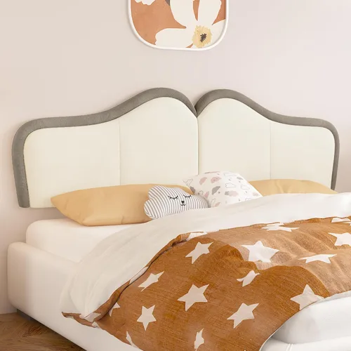 BSHOMGI Cabecera Queen para montar en la pared para paneles de cabecera de cama ajustables, cabecera tapizada de terciopelo para dormitorio (beige +