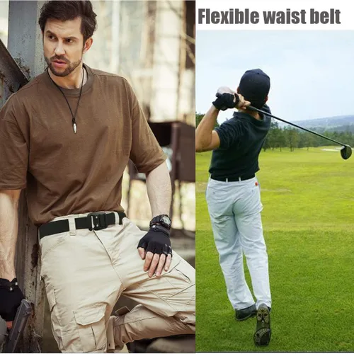 Miniatura 6 de WYuZe Mens Tactical Belt Military Elastic Stretch Duty Riggers Belt Metal Buckle