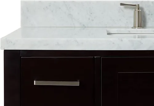 Miniatura 13 de ARIEL Cambridge - Mueble de baño espresso de 43 pulgadas con fregadero, borde de mármol italiano de carrara de 1.5 pulgadas, madera maciza