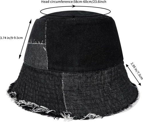 Miniatura 2 de MILAKOO Gorra unisex de pescador de mezclilla lavada para mujer, de ala ancha, ligera, plegable