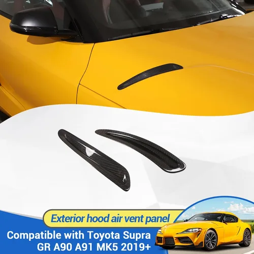 Miniatura 7 de Cubierta de ventilación de aire de fibra de carbono real para capó, compatible con Toyota Supra GR A90 A91 MK5 2019-2025, moldura adhesiva de salida
