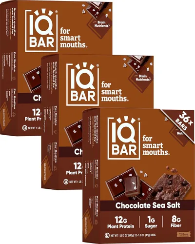 Miniatura 10 de IQBAR - Barras de proteínas para el cerebro y el cuerpo a base de plantas - Banana y nuez - 24 unidades - Keto, veganas, bajas en carbohidratos