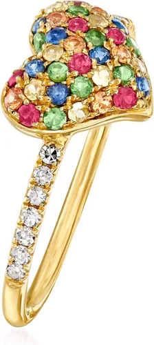 Miniatura 3 de Ross-Simons Anillo de corazón de 0,50 quilates con diamantes de 0,10 quilates en oro amarillo de 14 quilates, talla 6, multi