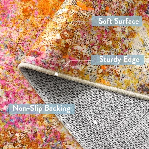Miniatura 4 de Lahome Alfombra de Área Abstracta Moderna - Alfombras de Cocina Lavables de 3x5 pies, Alfombra Colorida para Dormitorio Antideslizante, Alfombras