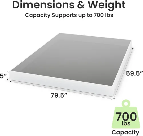 Miniatura 3 de GRUSIGN Base de colchón de metal de 5 pulgadas para cama Queen, montaje rápido, base de colchón de metal tamaño Queen con funda de tela, marco