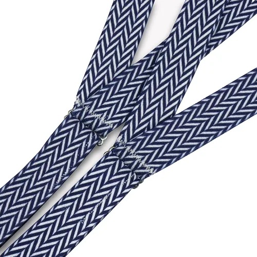 Miniatura 7 de Navy Herringbone Signature Premium Shirt Stays Ligas de camisa ultra suaves para permanecer escondidas Oficina formal militar, Espiguilla azul