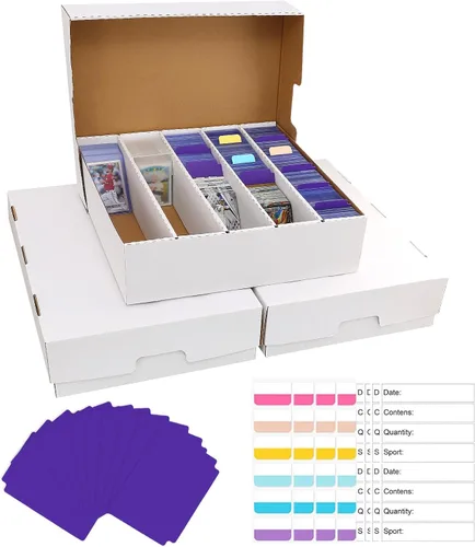 Miniatura 10 de Caja de almacenamiento de 5 filas para tarjetas coleccionables con capacidad para 3950 unidades, 1 paquete de caja de almacenamiento de cartón