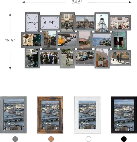 Miniatura 5 de Jerry & Maggie Marcos de fotos de collage de 4 x 6 pulgadas para decoración de pared, collage de 18 aperturas para colgar en la pared para fotos