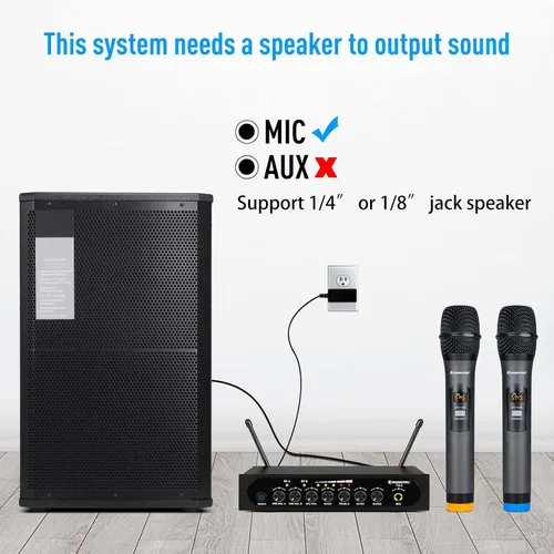 Miniatura 8 de Sistema de micrófono inalámbrico Micrófono dinámico inalámbrico UHF Micrófono de mano inalámbrico de doble canal con Echo Bluetooth Control