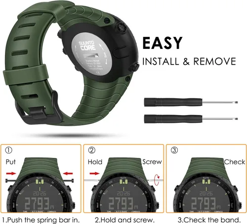 Miniatura 4 de Fintie Correa de reloj compatible con Suunto Core, correa de goma de repuesto para muñeca deportiva con cierre de metal compatible con Suunto Core