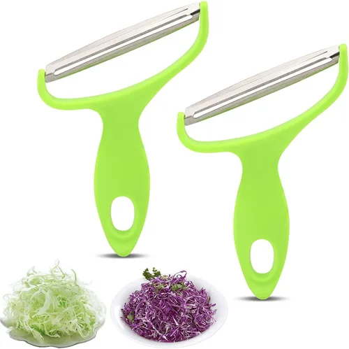 2 unids Herramientas de cocina Pelador de boca ancha Verduras Frutas Cuchillo de acero inoxidable Ralladores de repollo ensalada Patata Slicer
