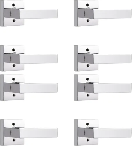 Miniatura 5 de Probrico Paquete de 4 manijas de puerta simuladas en negro mate, manijas interiores que no giran, manijas reversibles resistentes para interiores