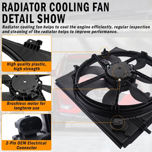 Miniatura 3 de Reemplazo del conjunto del ventilador de refrigeración del radiador para Nissan Rogue Sport 2.0L 2017 2018 2019 2019 reemplaza a 214816MA0A