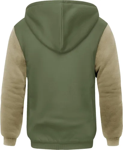 Miniatura 39 de SCODI Sudaderas con capucha para hombre, forro polar pesado, cremallera completa, forro de sherpa grueso, chaqueta con capucha