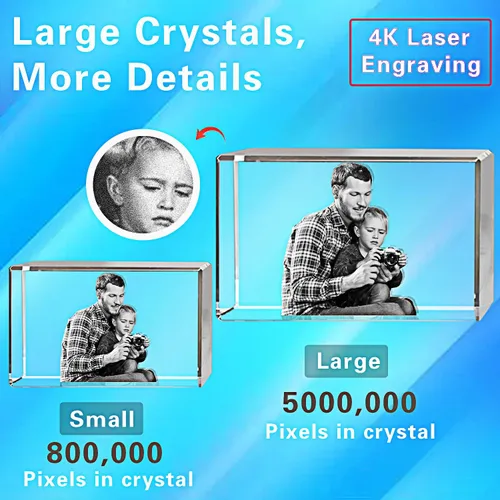 Miniatura 4 de Foto de cristal 3D, personalizada con tu foto para papá, mamá, él, ella, imagen personalizada grabada con láser 3D, cristal grabado, conmemorativo