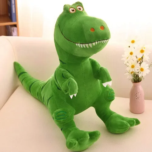 Miniatura 3 de Juguete de peluche de dinosaurio de 11 pulgadas, juguete de peluche de tiranosaurio T-Rex verde, súper suave, lindo, cojín de peluche, muñecas Rex