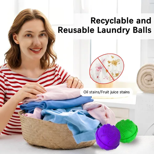 Miniatura 8 de Juego de 2 bolas de lavandería ecológicas para lavadora, alternativa de detergente natural para limpieza del hogar, suaves para ropa y telas