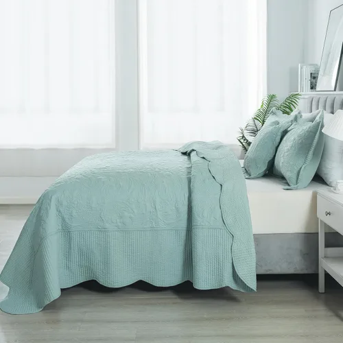 Miniatura 293 de HoneiLife - Juego de colcha de tamaño Queen, juego de ropa de cama de pana bordada de 3 piezas, colcha de lujo, ligera, cálida, para todas las Pana