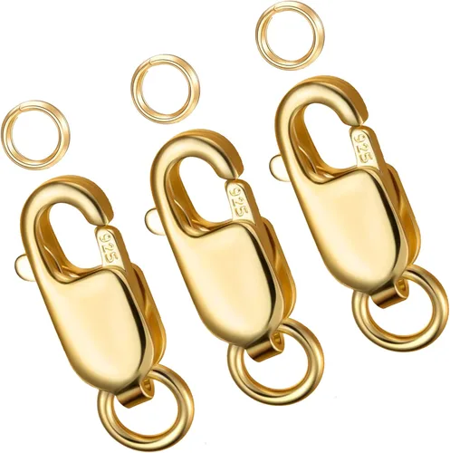 Miniatura 13 de Dailyacc Cierres de pinza de langosta para hacer joyas, oro y plata con anillos de salto, cierres seguros para collares, pulseras, manualidades