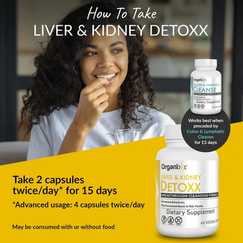 Miniatura 8 de Organixx Suplemento de limpieza de apoyo para el riñón y el hígado, fórmula herbaria Reishi de cardo mariano para salud digestiva, salud renal e