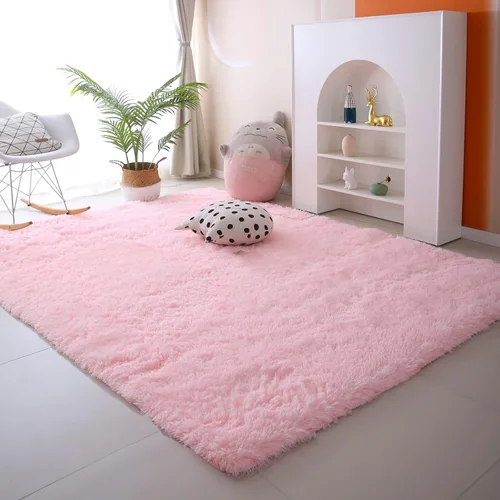 Miniatura 38 de Alfombras para dormitorio de niñas sala de estar: alfombra de área peluda de 5 x 7 para sala de juegos de niños, alfombra peluda de felpa pastel