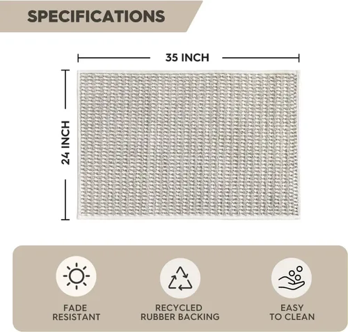 Miniatura 3 de Artoid Mode Alfombra Antideslizante Lavable a Máquina Beige y Gris, Alfombras de Cocina Suaves Absorbentes y Resistentes a las Manchas