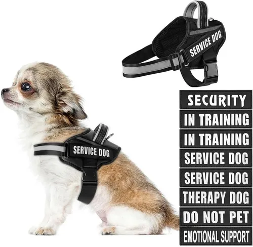 Miniatura 14 de Juego de arnés y parches para chaleco de perro, arnés para perro de servicio en entrenamiento Animire con 10 parches para perros, chaleco Rosa