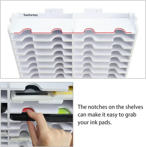 Miniatura 4 de Sanfurney Soporte de almacenamiento de 24 ranuras para almohadilla de tinta y almohadilla de sellos, estante organizador para almohadillas de tinta