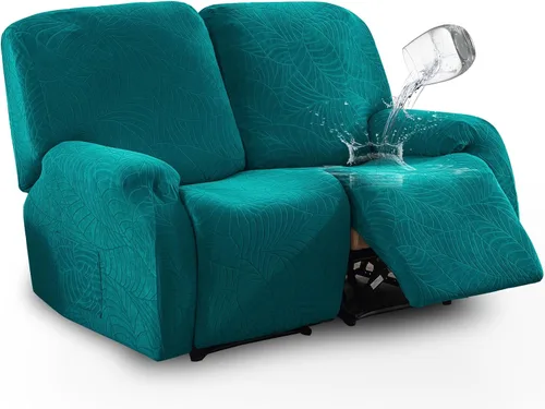 Miniatura 29 de vctops Funda repelente al agua para silla reclinable de 4 piezas con bolsillo lateral, diseño de hojas de jacquard, elástica, suave, protector
