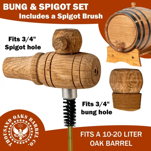 Miniatura 2 de Thousand Oaks Barrel Co. - Juego de repuesto de espita y bollo de madera para barriles de envejecimiento de roble de 10 litros y 20 litros