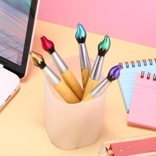 Miniatura 4 de 20 pinceles de bambú con forma de pincel, bolígrafo retráctil, bolígrafos de tinta para actividades artísticas, escuela, papelería, fiestas
