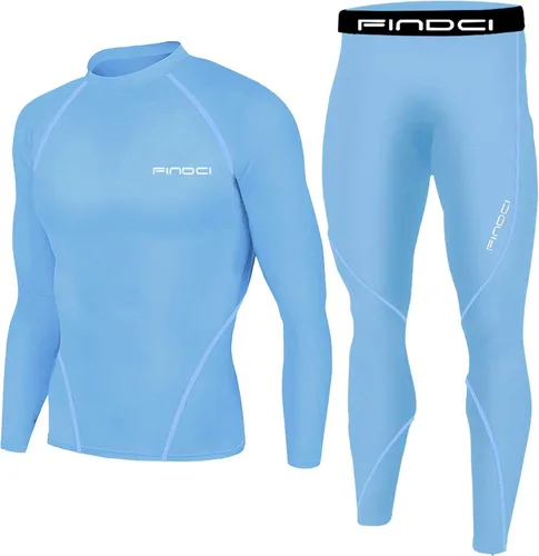 1Bests Conjunto deportivo para hombre, camiseta de compresión y pantalones ajustados para la piel, manga larga, secado rápido, para gimnasio, yoga,