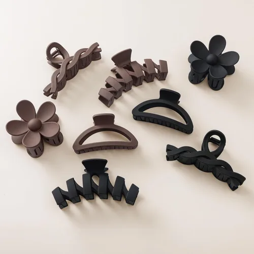 Miniatura 17 de Sunolga 8 pinzas para cabello para mujer, pinzas de garra con forma de flor para cabello grueso, accesorios para cabello antideslizantes