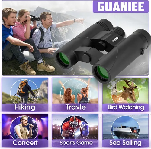 Miniatura 7 de Prismáticos compactos de 10 x 25 pulgadas para niños, prismáticos compactos impermeables para observación de aves, viajes, observación de estrellas